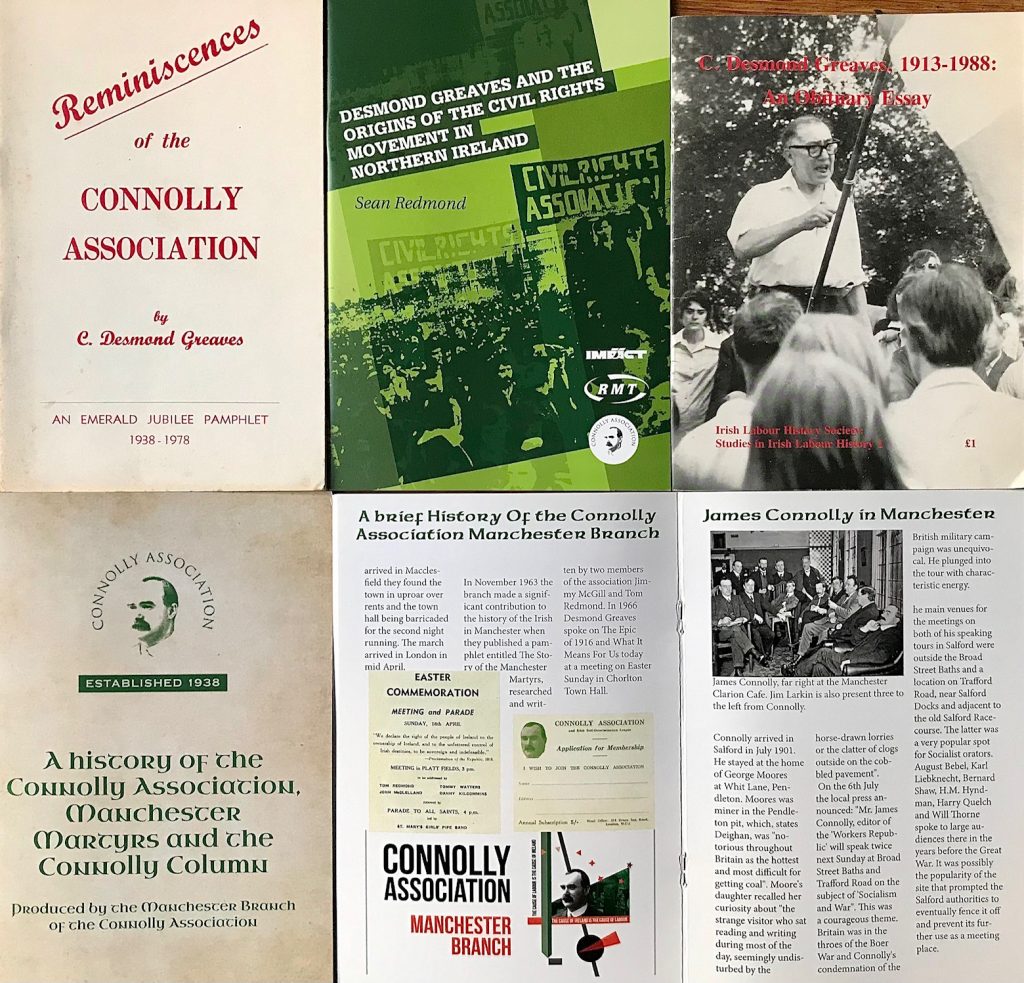 Connolly Association pamphlets from different eras.